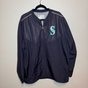 Seattle Mariners Majestic Windbreaker Jacket Long Sleeve Breathable MLB Navy